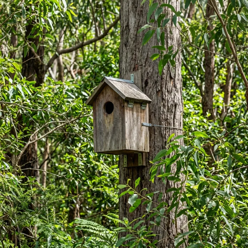Animal nesting box installed as a humane alternative to a Carnegie roof cavity